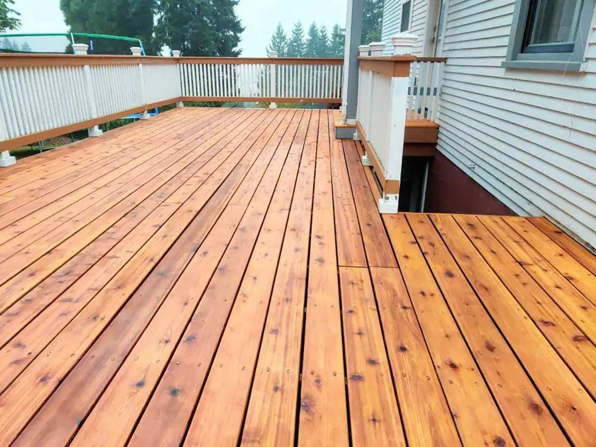 refinished deck with stain